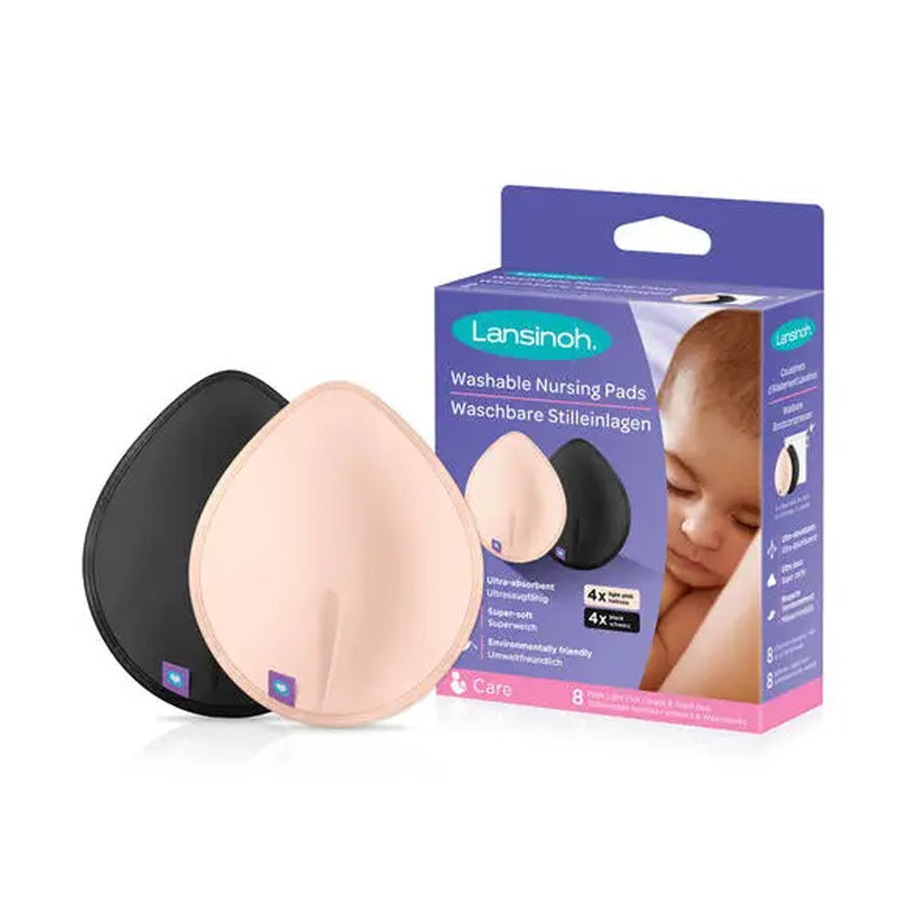 Lansinoh Coussinets D'allaitements Lavables "rose/noir" 8 Pads