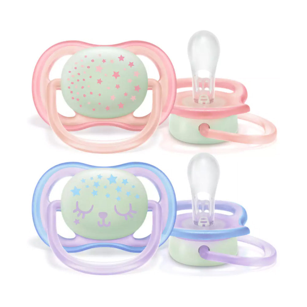 Philips AVENT Sucettes Ultra Air Night Girl 0-6m Scf376/12 Philips AVENT Sucettes Ultra Air Night Girl 0-6m Scf376/12