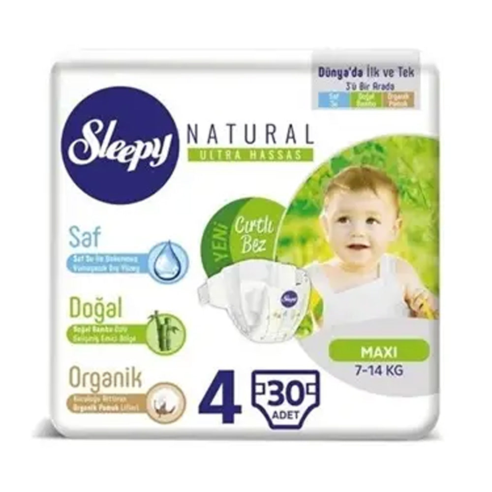 Sleepy Natural 4 Couches Maxi 7-14kg 30 Pièces Sleepy Natural 4 Couches Maxi 7-14kg 30 Pièces