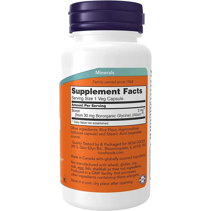 Now Foods Boron 3 mg, Structural Support Fonctionne avec du calcium et du magnésium 100 gélules Sticker