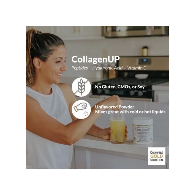 California Gold Nutrition, Collagen UP, Peptides de collagène marin hydrolysé à l'acide hyaluronique et à la vitamine C, Non aromatisés, 206 g California Gold Nutrition, Collagen UP, Peptides de collagène marin hydrolysé à l'acide hyaluronique et à la vitamine C, Non aromatisés, 206 g