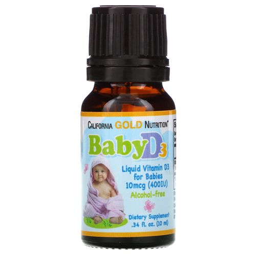 California Gold Nutrition, baby D3 liquide vitamine pour bébé, 10 mcg (400 UI), 0,34 fl oz (10 ml)