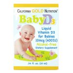 California Gold Nutrition, baby D3 liquide vitamine pour bébé, 10 mcg (400 UI), 0,34 fl oz (10 ml)