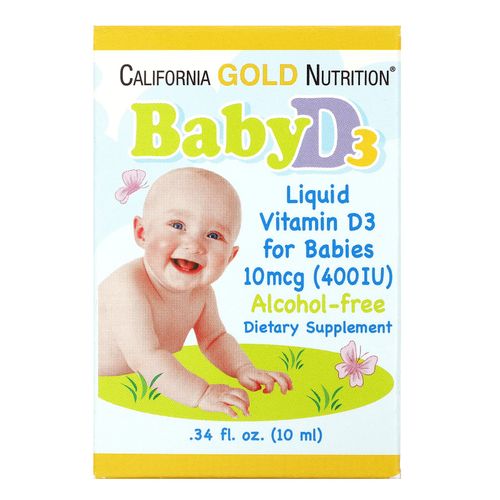 California Gold Nutrition, baby D3 liquide vitamine pour bébé, 10 mcg (400 UI), 0,34 fl oz (10 ml)