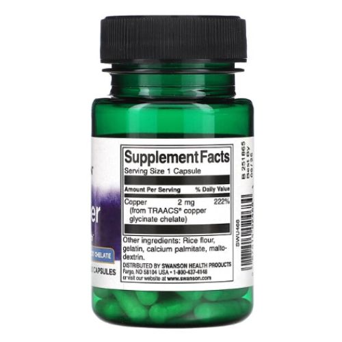 swanson Cuivre - 2 mg 60 capsules Albion Chelated