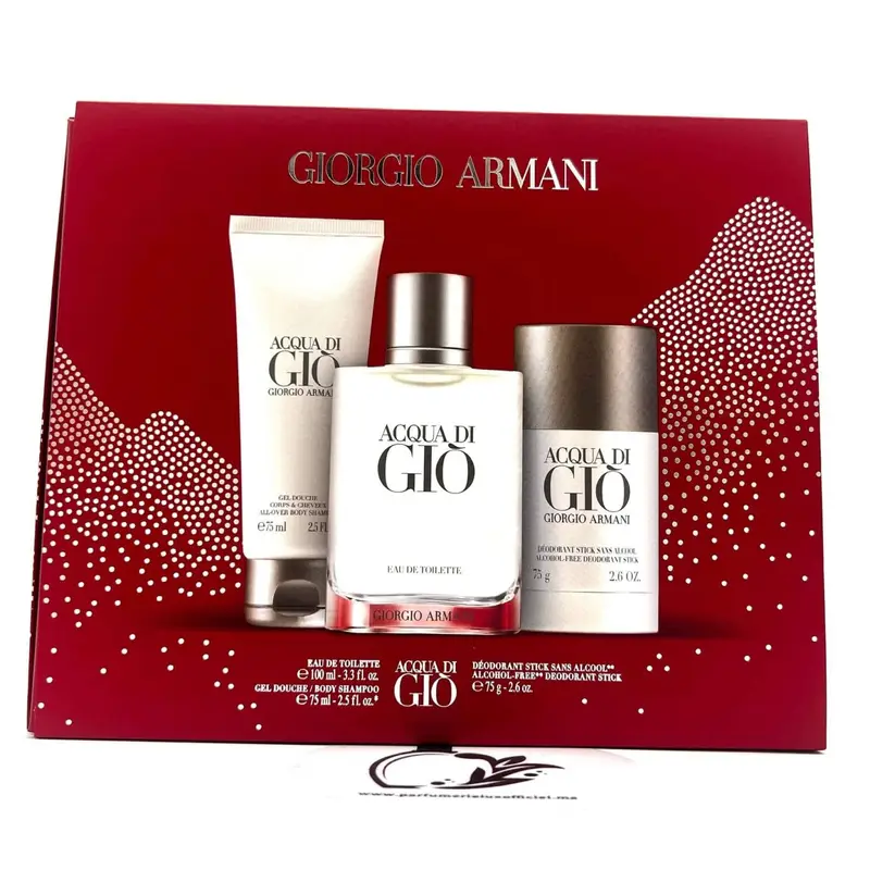 GIORGIO ARMANI ACQUA DI GIÒ COFFRET EAU DE TOILETTE Acqua Di Gio Eau de Toilette 100ml + Gel Douche 75 ml + Déodorant 75g