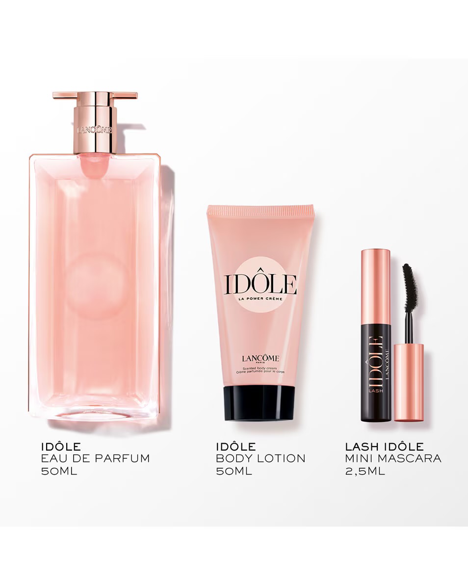 LANCÔME Idôle Eau De Parfum Lancôme idôle eau de parfum coffret eau de parfum 50ml+ crème pour le corps 50ml+mascara volume cils 2.5ml LANCÔME Idôle Eau De Parfum Lancôme idôle eau de parfum coffret eau de parfum 50ml+ crème pour le corps 50ml+mascara volume cils 2.5ml