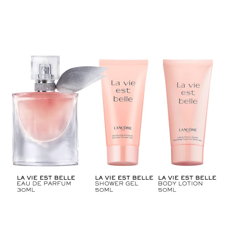 LANCÔME COFFRET LA VIE EST BELLE EAU DE PARFUM  30ml + Gel Douche 50ml + Lait pour le corps 50ml