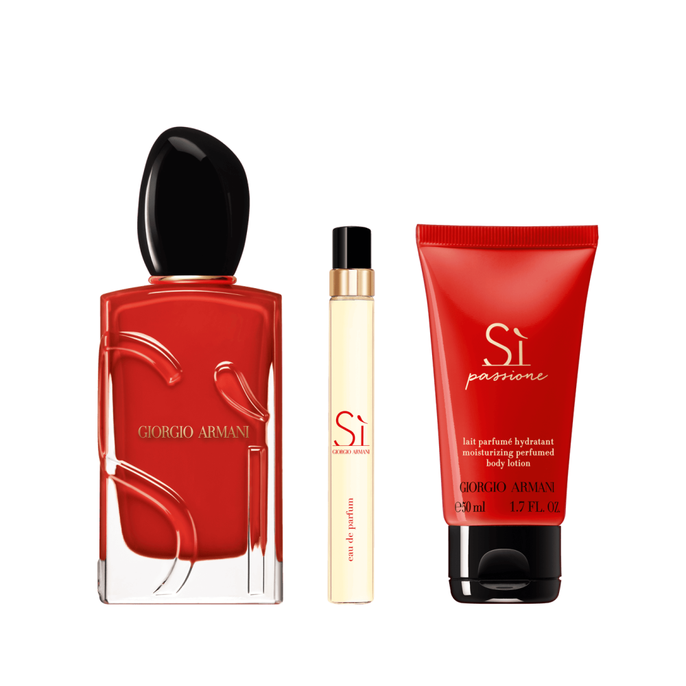 GIORGIO ARMANI COFFRET SÌ PASSIONE Eau de Parfum 100ml + Format Voyage 10ml + Lotion pour le corps 50ml GIORGIO ARMANI COFFRET SÌ PASSIONE Eau de Parfum 100ml + Format Voyage 10ml + Lotion pour le corps 50ml