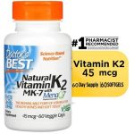 Doctor's Best Natural Vitamin K2 MK-7 with MenaQ7, 100 mcg, 60 Veggie Caps