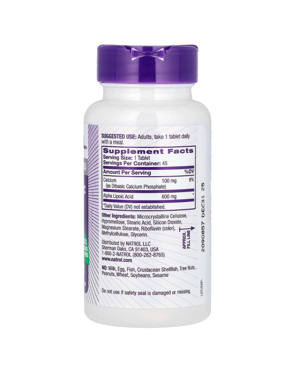 NATROL acide alpha lipoïque libération retardée 600mg 45 comprimés