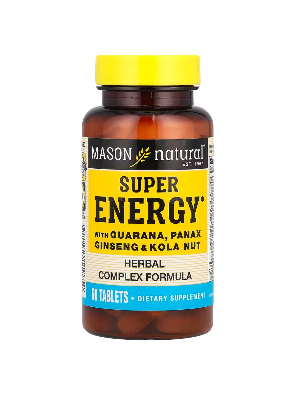mason natural Super Energy with Guarana, Panax Ginseng & Kola Nut 60 tablets