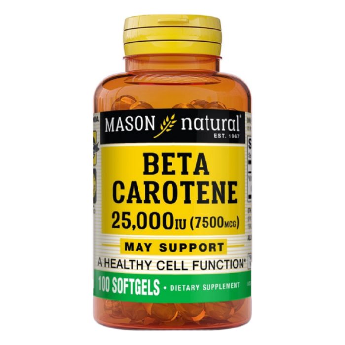 MASON NATURAL BETA CAROTENE 25000 IU 7500 MCG 100 GELULES
