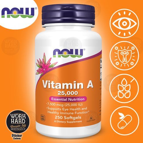 NOW Foods Vitamine A  10 000 UI 100 capsules à enveloppe molle