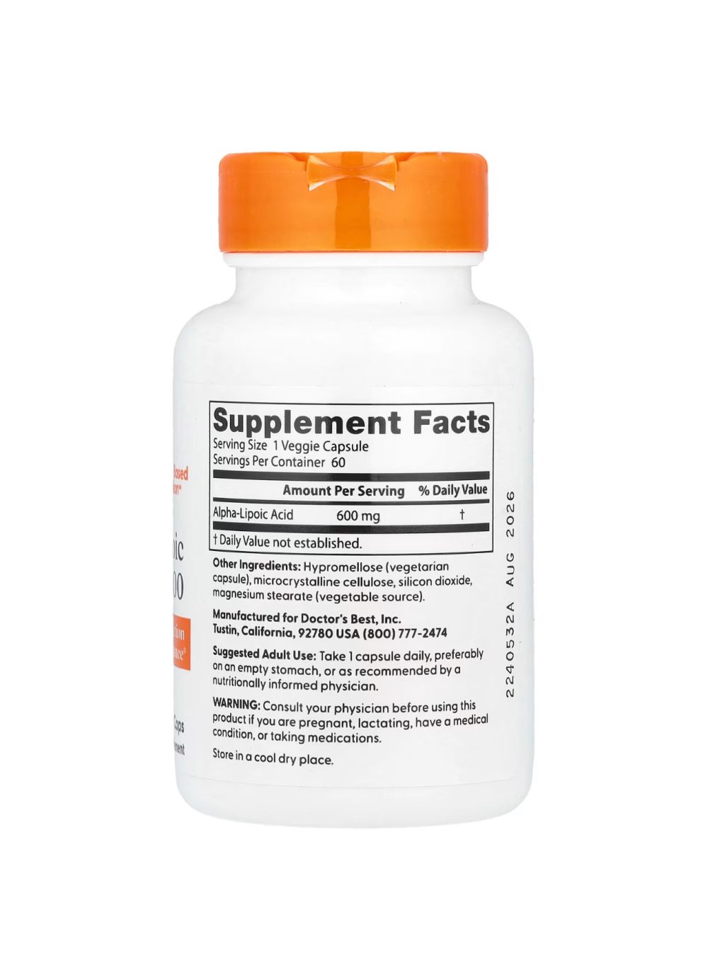 Doctor’s Best alpha lipioc acid 600mg 60capsules