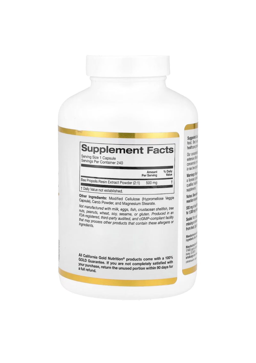 CALIFORNIA GOLD NUTRITION BEE PROPOLIS 2X 500mg 240 capsules CALIFORNIA GOLD NUTRITION BEE PROPOLIS 2X 500mg 240 capsules