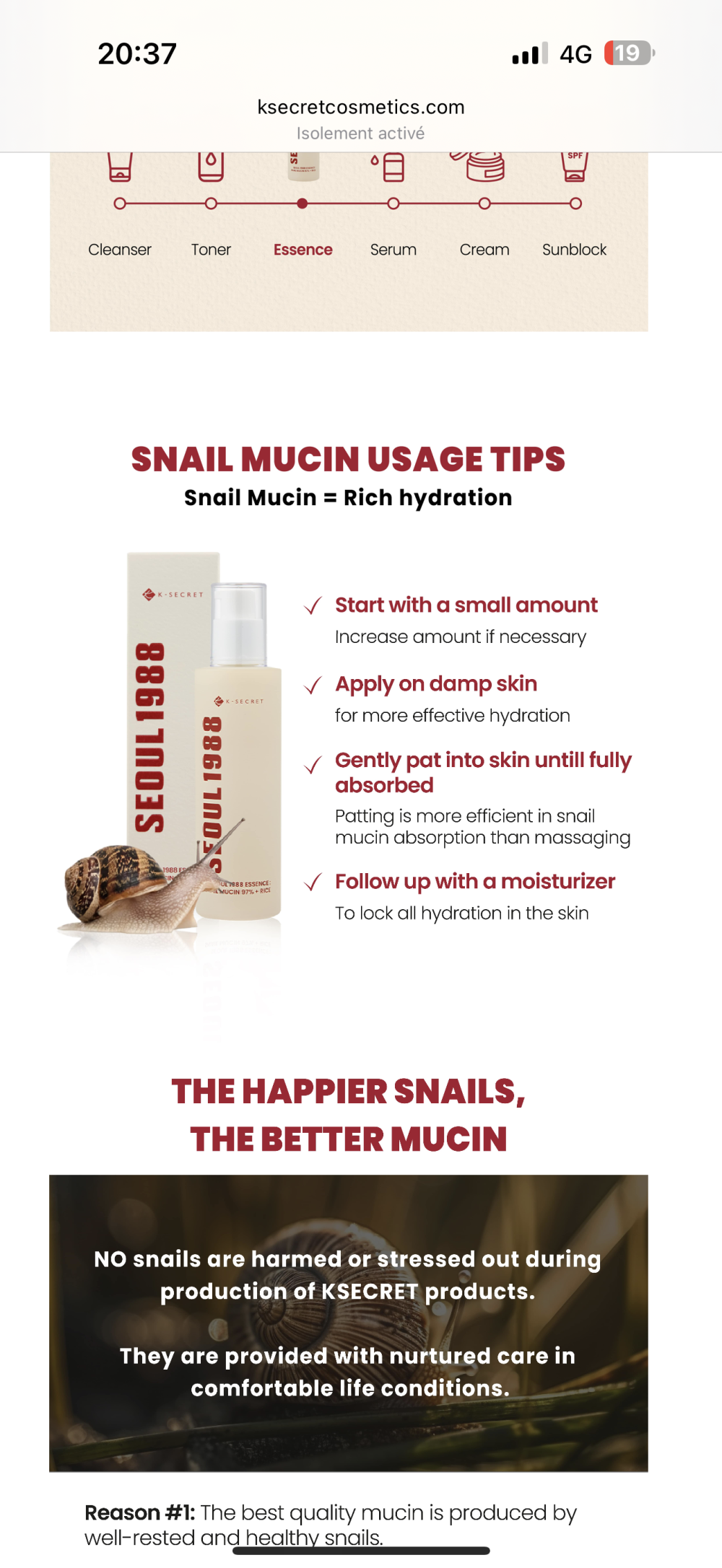 SEOUL 1988 ESSENCE : SNAIL MUCIN 97% + RICE 100ml