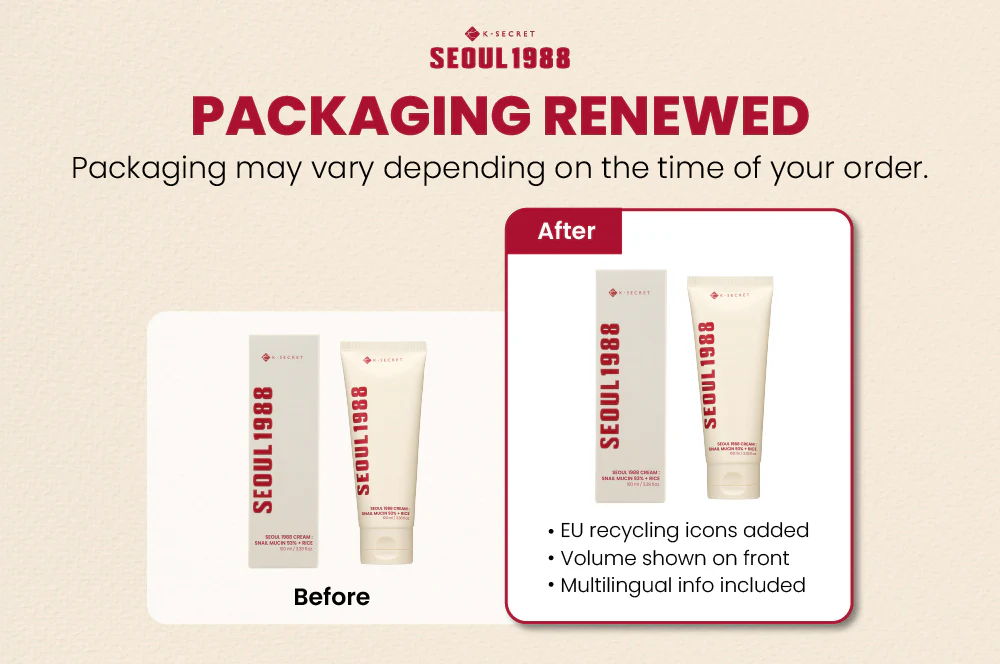 K-SECRET | SEOUL 1988 CREAM SNAIL MUCIN 93% + RICE 100ml K-SECRET | SEOUL 1988 CREAM SNAIL MUCIN 93% + RICE 100ml