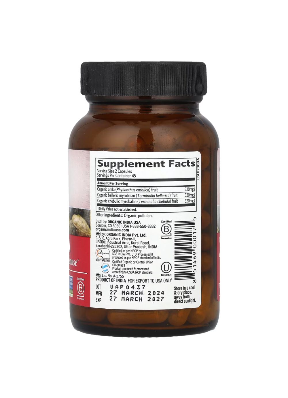 ORGANIC INDIA TRIPHALA 90 capsules ORGANIC INDIA TRIPHALA 90 capsules